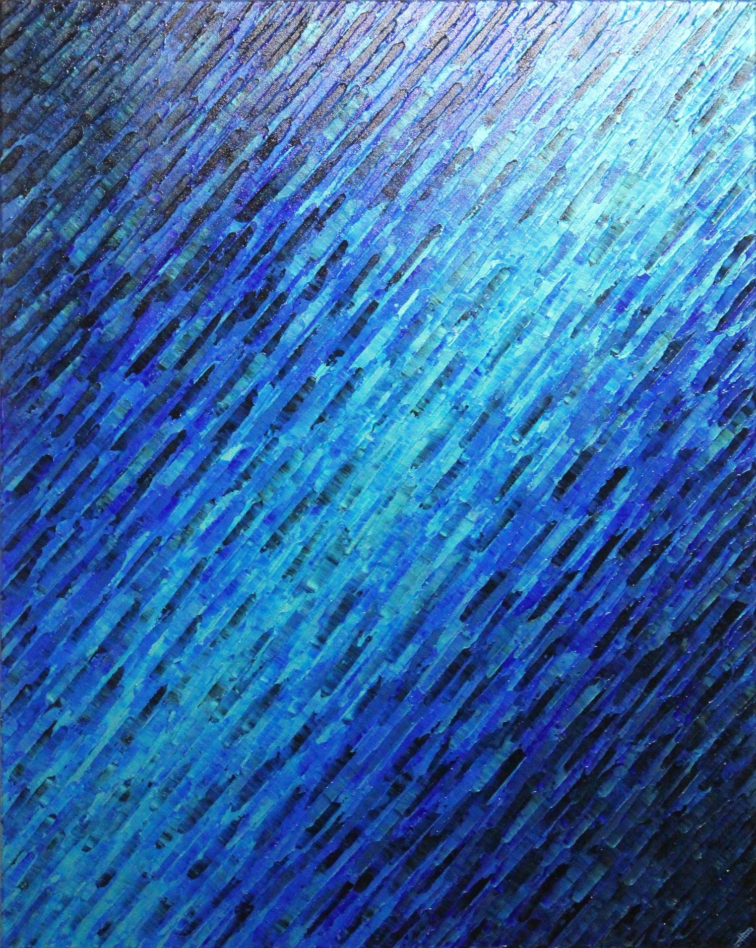 Jonathan Pradillon, Grande texture couteau bleue irisée Jonathan Pradillon, Grande texture couteau bleue irisée