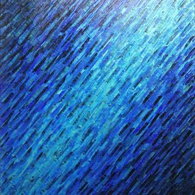 Peinture, Grande texture couteau bleue irisée, Jonathan Pradillon