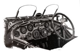 Fine Art Drawings, Tableau de bord d'une voiture Bentley de 1945, François Gruson