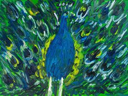 Painting, Peace Fowl, Hunt Slonem