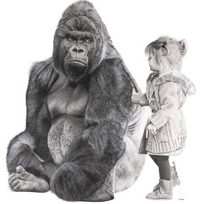 Fine Art Drawings, Gorille et petite fille, François Gruson