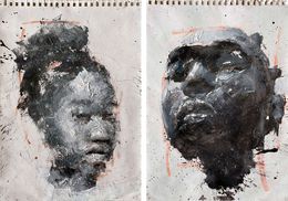 Peinture, Portrait #13 and #3, Diptych, Luigi Christopher Veggetti Kanku