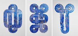 Painting, Prussian Blue Movement #4, #1 and #2, Triptych, Almo