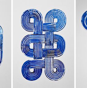 Painting, Prussian Blue Movement #4, #1 and #2, Triptych, Almo