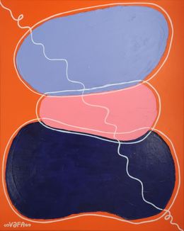Painting, Zen Minimalism. Orange Land. Pink Blue Stones, Vafa Majidli