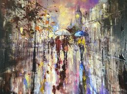 Painting, Through Rainy City, Ewa Czarniecka