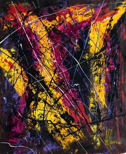Peinture, L090. Création unique avec lignes projetées, Jean-Jacques Marie