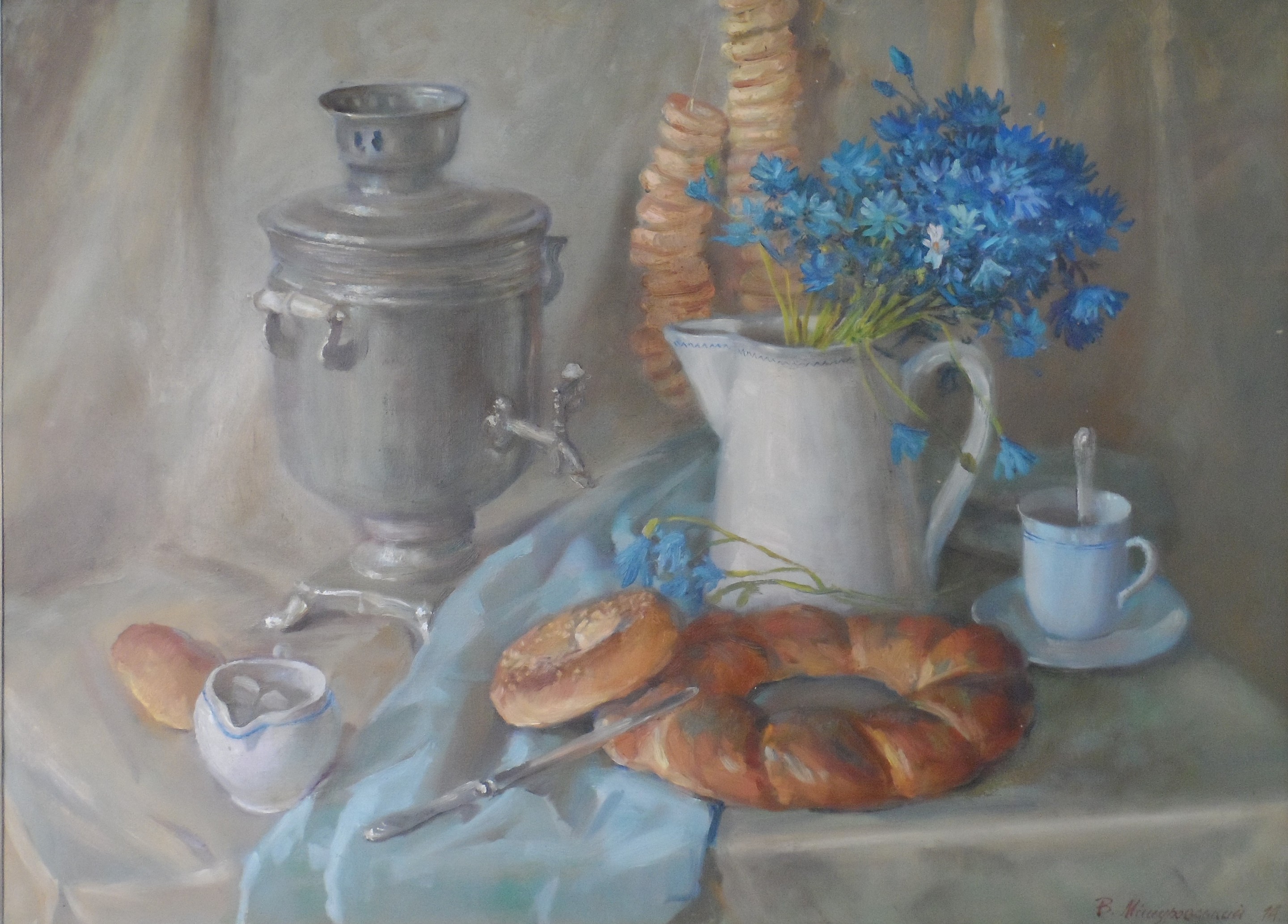 Mishurovsky Victor, Still life with cornflowers Mishurovsky Victor, Still life with cornflowers