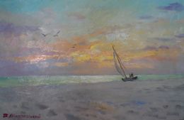 Gemälde, Evening by the sea, Mishurovsky Victor