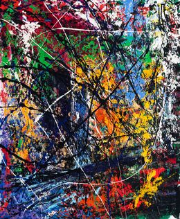 Peinture, Création L087. Toile vibrante aux éclats de couleurs et textures, Jean-Jacques Marie