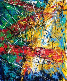 Peinture, Création L089. Fusion des couleurs et projections spontanées, Jean-Jacques Marie
