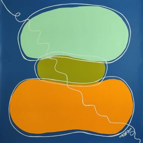 Painting, Zen Minimalism. Colorful Earthly Stonescape, Vafa Majidli