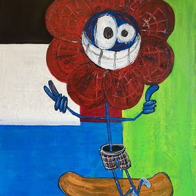 Painting, Vive les fleurs en skate, Seb Paul Michel