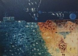 Gemälde, Paysage et Chariot Astral, José Perez Hernandez