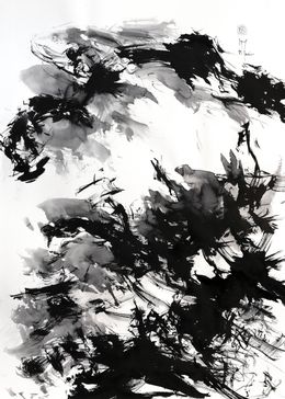 Fine Art Drawings, Création abstraite n°2882. Équilibre entre geste et transparence, Jean-Jacques Marie