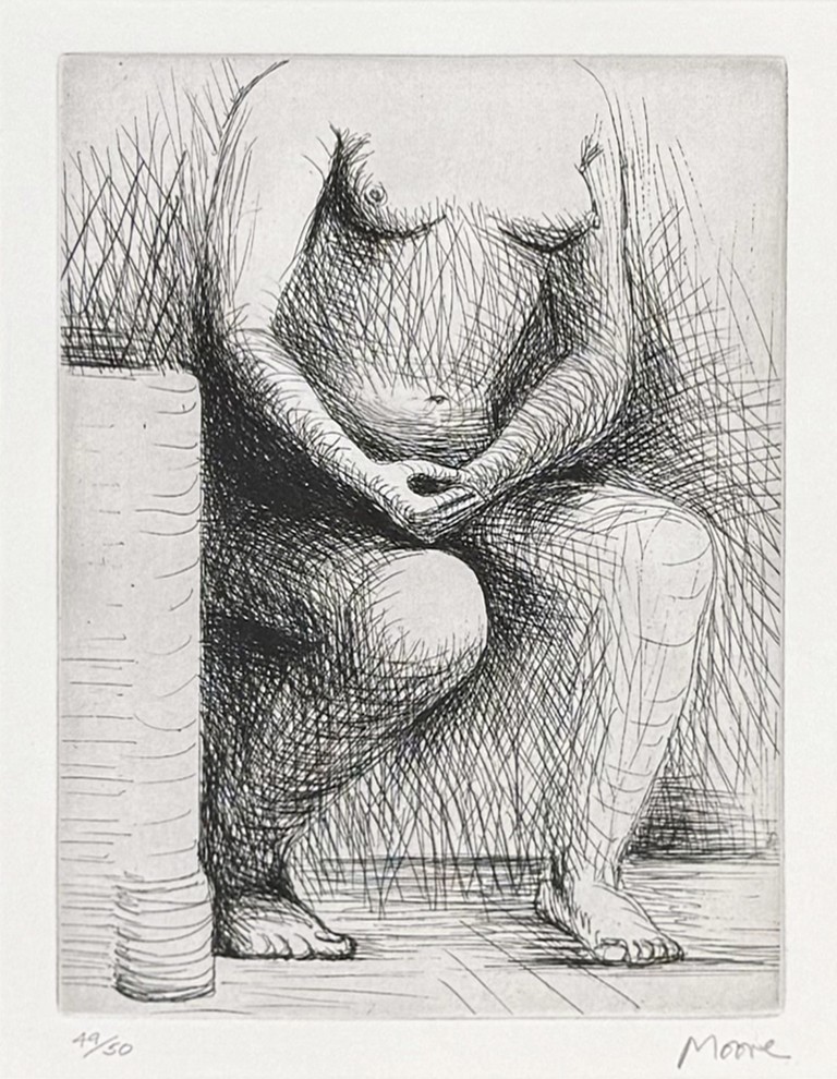 Henry Moore, Seated Figure (framed hand signed etching) Henry Moore, Seated Figure (framed hand signed etching)