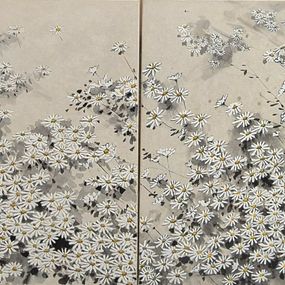 Peinture, Marguerite diptyque, Jeong Min Lee