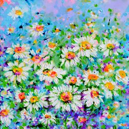 Painting, White Daisies, Daisy Field, Soos Roxana