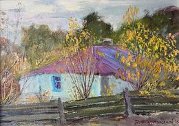 Painting, House in autumn evening, Mishurovsky Victor