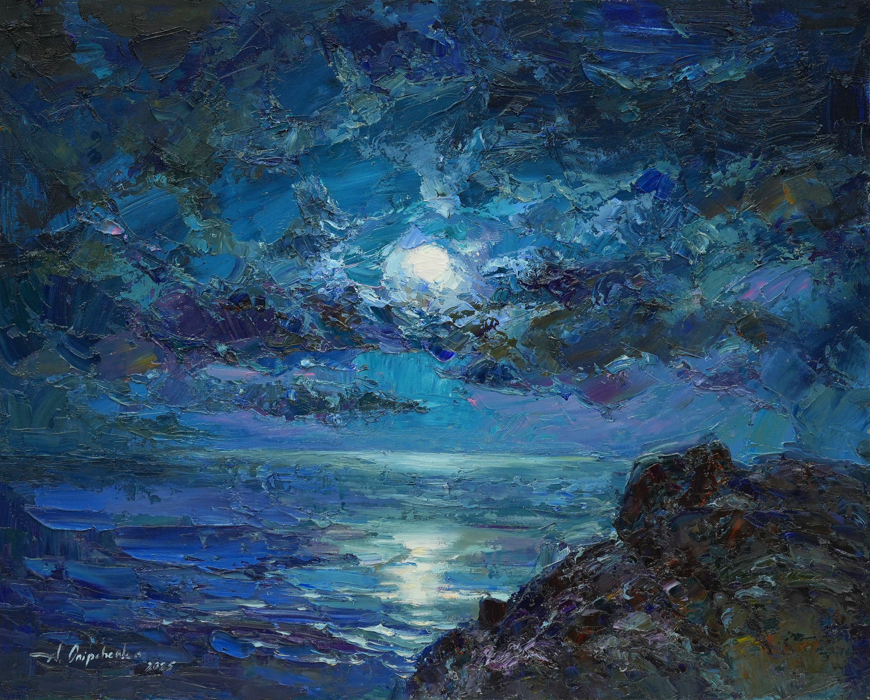Alisa Onipchenko-Cherniakovska, Moon seascape Alisa Onipchenko-Cherniakovska, Moon seascape