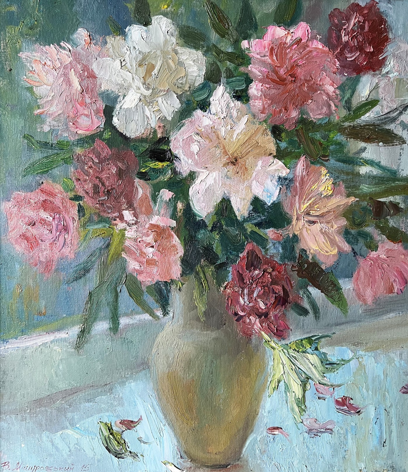 Mishurovsky Victor, Peonies on the windowsill Mishurovsky Victor, Peonies on the windowsill