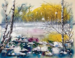 Painting, Silence in the winter wood, Rachael Dalzell