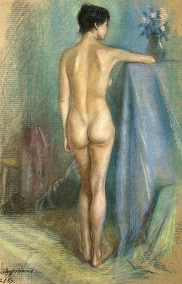 Pintura, Naked girl with flowers, Mishurovsky Victor