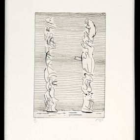 Drucke, Two Tall Figures, Man And Woman (framed hand signed etching), Henry Moore