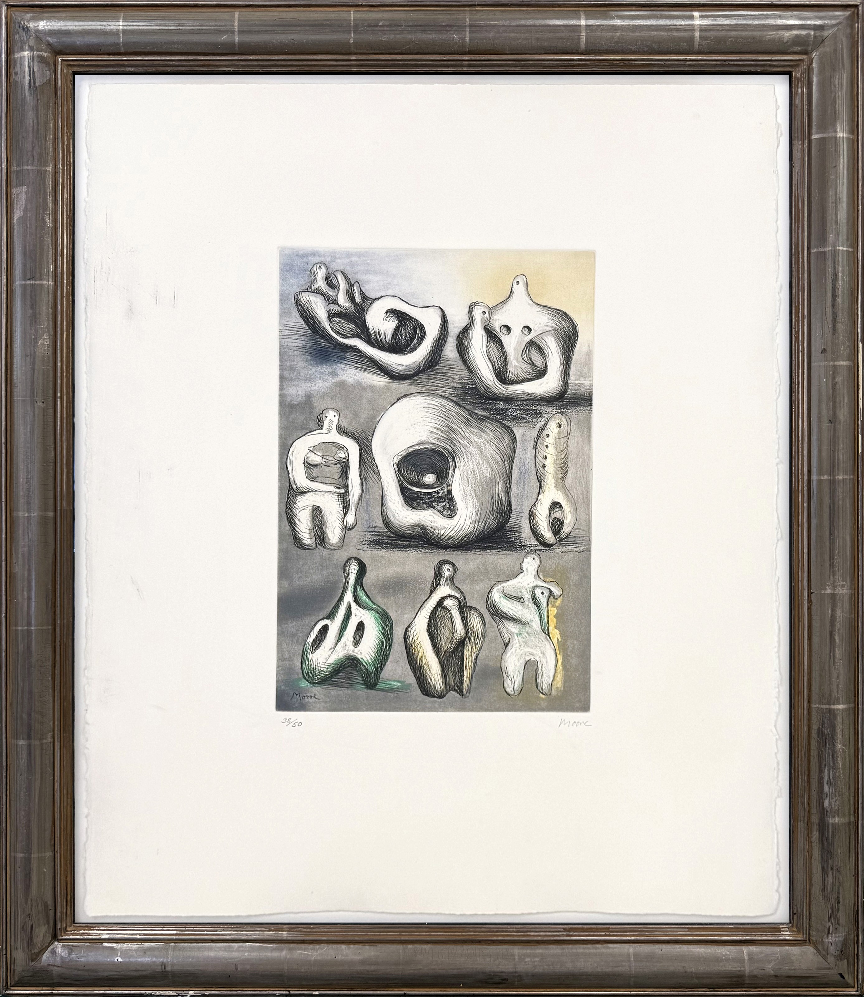 Henry Moore, Eight Sculpture Ideas (framed hand signed etching) Henry Moore, Eight Sculpture Ideas (framed hand signed etching)