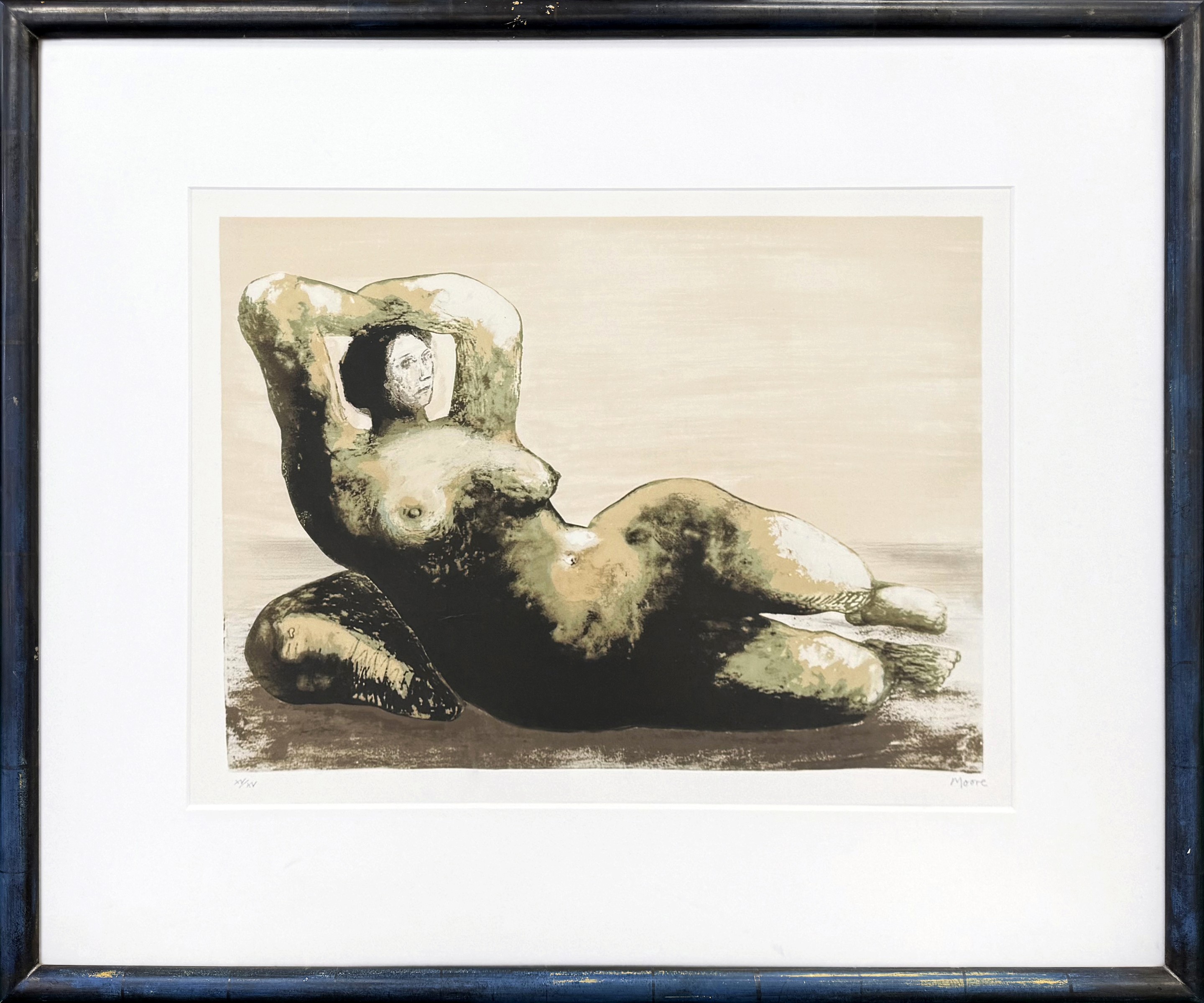 Henry Moore, Reclining Woman on Sea Shore (framed hand signed lithograph) Henry Moore, Reclining Woman on Sea Shore (framed hand signed lithograph)