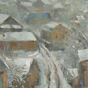 Gemälde, Snowy Village Serenity, Kamo Ohanyan