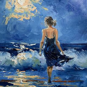 Gemälde, Moon night by the sea, Schagen Vita