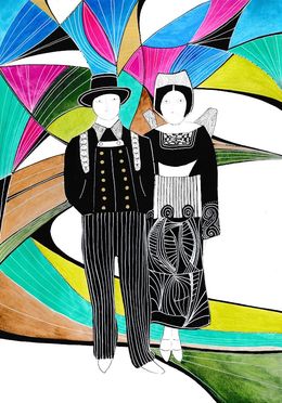 Painting, Couple de Pont-Aven, Arnaud Dromigny