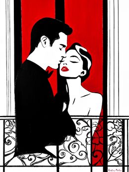 Painting, Lovers in a Parisian Window, Kristina Mallen
