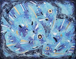 Gemälde, The blue fish family, Zianko Vasili
