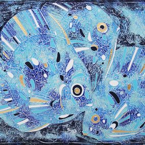Gemälde, The blue fish family, Zianko Vasili