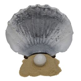 Skulpturen, Coquille, avec son sable - Pâte de verre avec "noix" soufflée sur support métallique, Christian Lutz