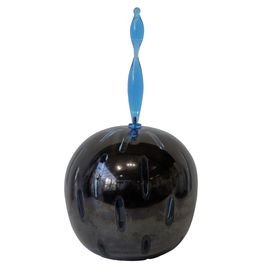 Sculpture, Pierrot de la lune - Pièce soufflée taillée et bicolore composée de 2 éléments, Christian Lutz