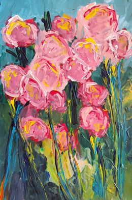Painting, Roses in summer garden, Natalya Mougenot