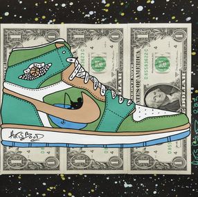 Gemälde, AirBouD Nature - série sneakers Air Jordan sur billets de 1 dollar, Artsboud