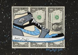 Gemälde, AirBouD Custom - série sneakers Air Jordan sur billets de 1 dollar, Artsboud