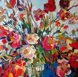 Painting, WIld bouquet in vase, Justyna Gaja