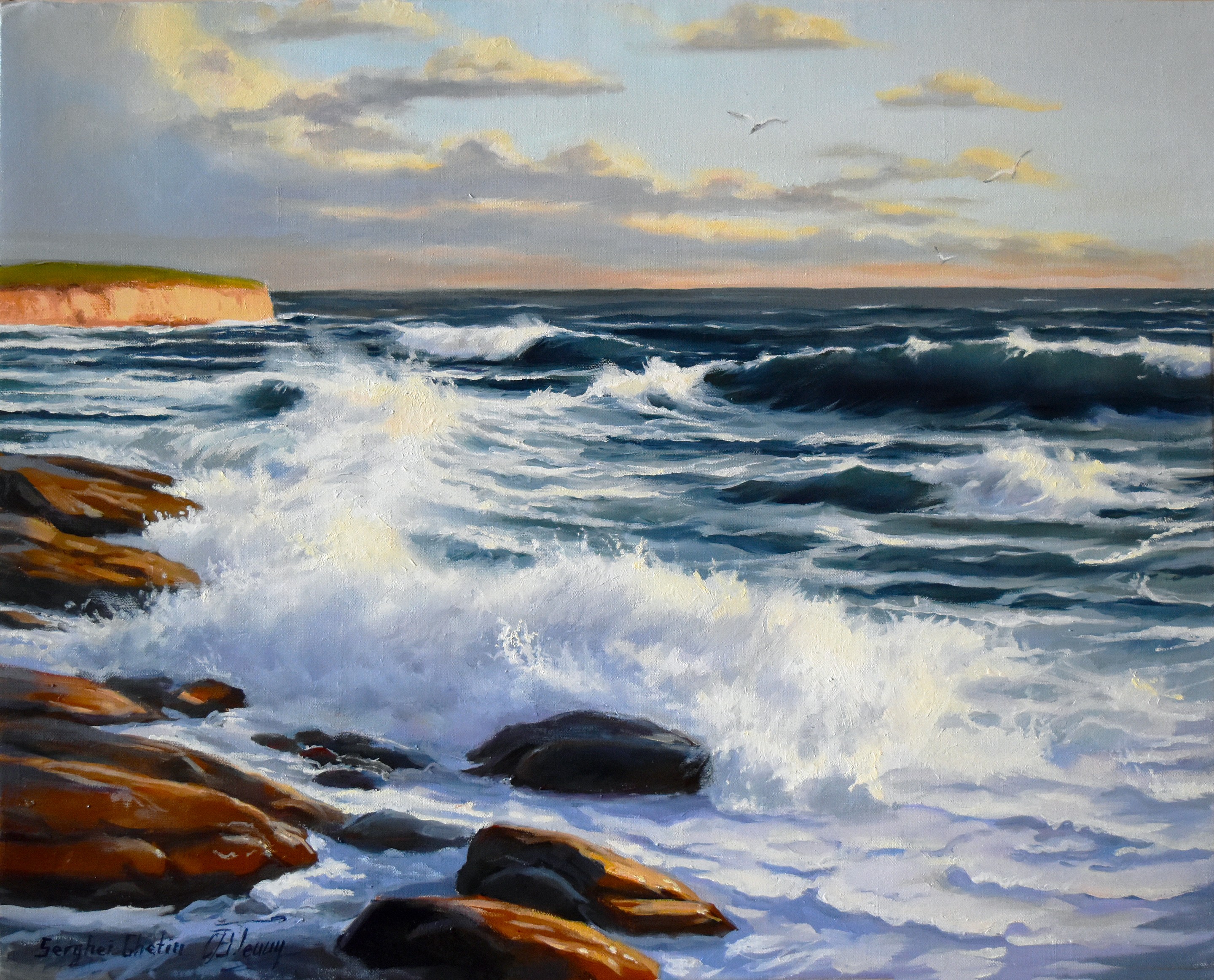 Serghei Ghetiu, A seascape with crushing waves II Serghei Ghetiu, A seascape with crushing waves II