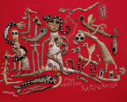 Gemälde, Faux prétexte pour fond rouge, Barbara d'Antuono