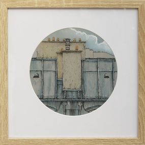 Gemälde, Toits - paysage figuratif toits urbains, Eddy Josse