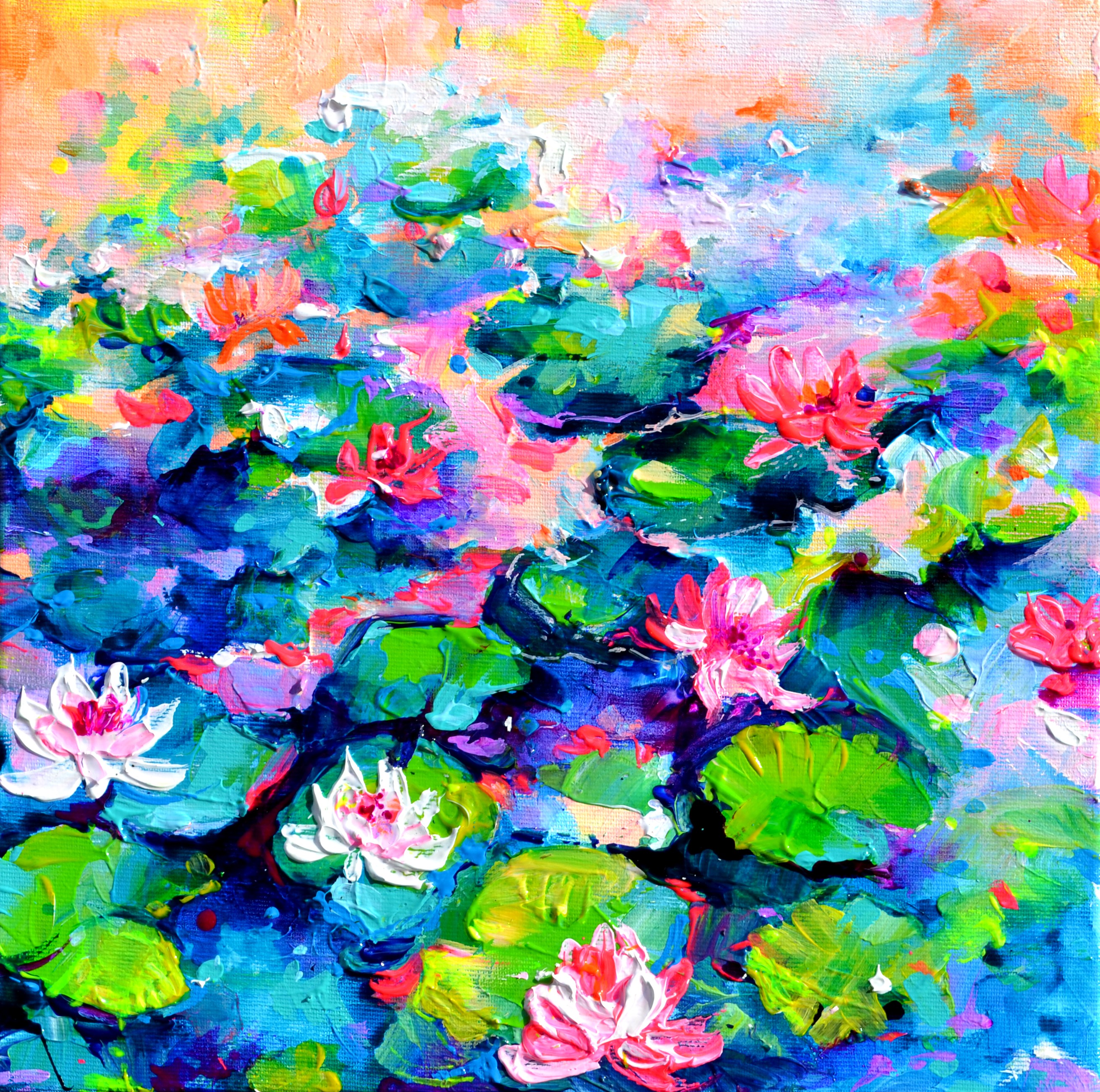 Soos Roxana, Pink Water Lilies on the Pond Soos Roxana, Pink Water Lilies on the Pond