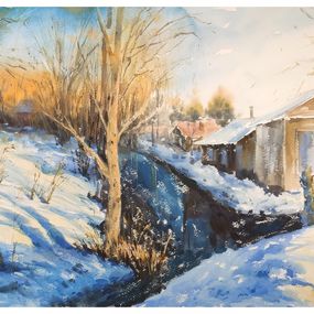 Gemälde, Spring light Watercolor landscape, Irina Pronina