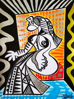 Fine Art Drawings, Sitting woman (a tribute to Picasso), Dr. Love