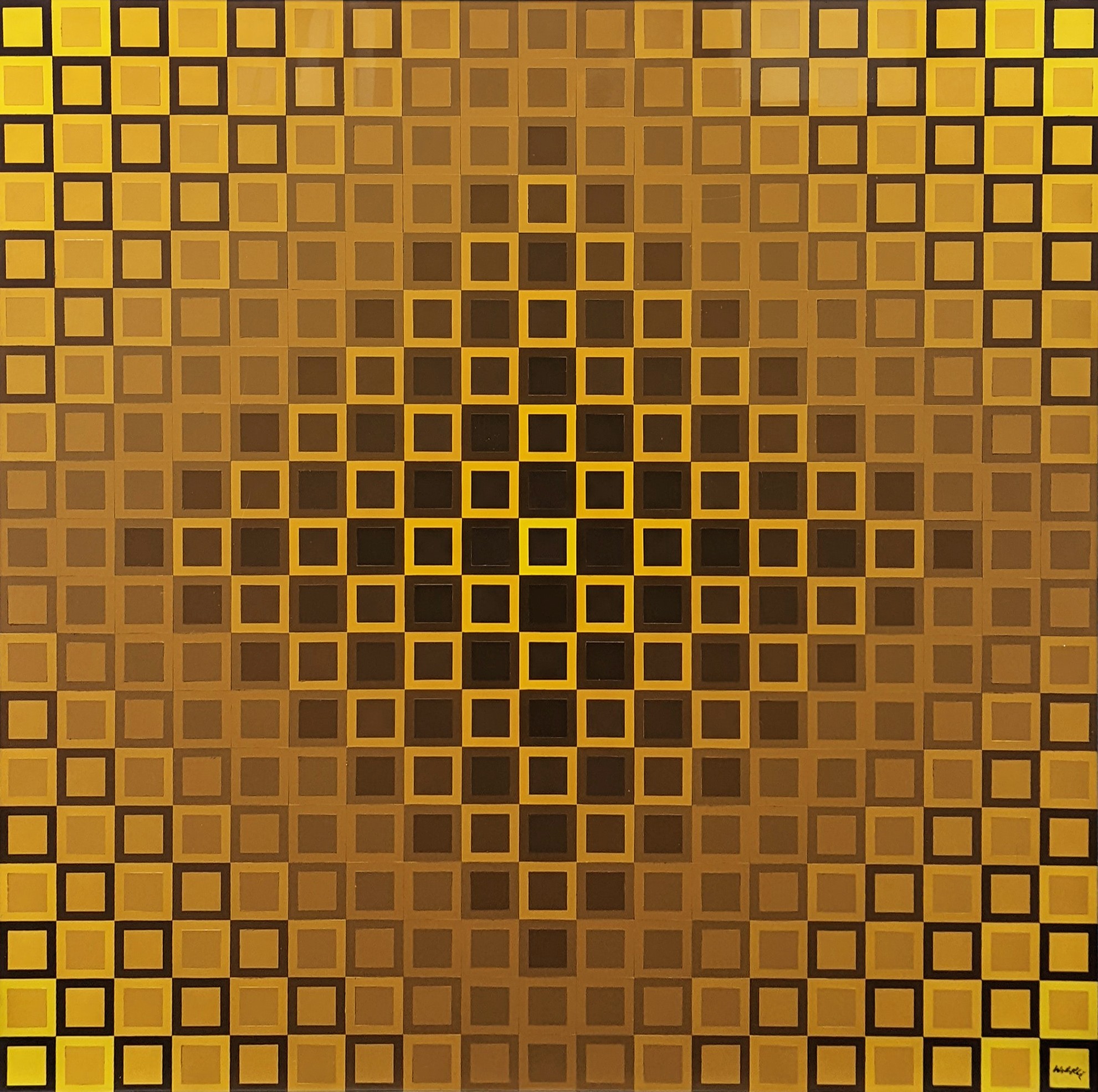 Victor Vasarely, Alom-I Yellow/Yellow (large hand signed BASF Luran mounted on aluminum) Victor Vasarely, Alom-I Yellow/Yellow (large hand signed BASF Luran mounted on aluminum)