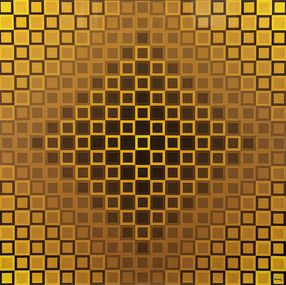 Drucke, Alom-I Yellow/Yellow (large hand signed BASF Luran mounted on aluminum), Victor Vasarely